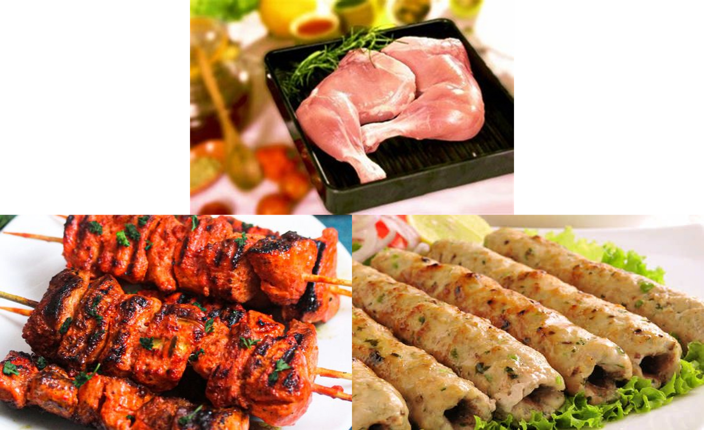 Combo Raw Kebabs and Chicken whole legs ( 500g Chicken whole legs + 500g chicken tikka kebab + 500g Chicken Seekh kebab )