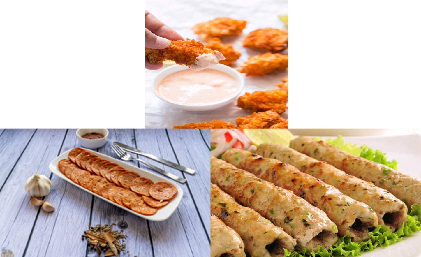 Combo Raw Kebabs ( 500g Chicken popcorn + 500g chicken Salami + 500g Chicken Seekh kebab )